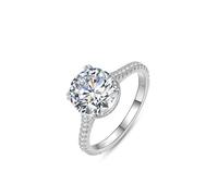 Whoiy Bandring Damen Weissgold 9 Karat, Ringe Verlobung 375 Echt Gold mit 2ct Moissanite Solitär Ehebandring für Frauen Größe 54 (17.2)