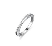 Whoiy Bandring Gold Damen 750 Echtgold, Verlobungsring Zart Diamant Damenring 18k Weissgold Antragsring für Frauen Größe 54 (17.2)