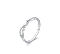 Whoiy Bandring Weissgold 585 Damen, Trauring Halbe Ewigkeit mit Diamant Hochzeits Ringe Echt Gold 14 Karat Damenring Unique Größe 54 (17.2)