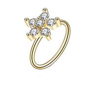 Whoiy Blumen Nasenpiercing, Nasenstecker Rosegold Klein 3 Stück 10Mm Edelstahl 316L Piercing Set Blume mit Zirkonia Weiß Blau für Frauen