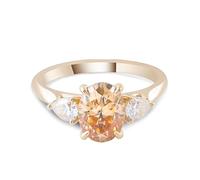 Whoiy Damen Ring Gelbgold 375 Echtgold, Verlobungsringe Trauring Gravur mit Moissanite 2ct Bandring Tropfenform Gold 9 Karat für Frauen Gr. 61 (19.4)