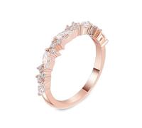 Whoiy Damen Ring Rotgold 375 Echtgold, Verlobungsringe Trauring Gravur mit Moissanite Bandring Halbe Ewigkeit Gold 9K für Frauen Größe 54 (17.2)