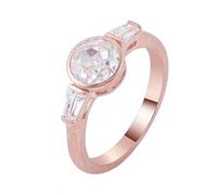 Whoiy Damen Ring Rotgold 585 Echtgold, Verlobungsringe Trauring Gravur mit Moissanite 1ct D Color VVS1 Bandring Elegant Gold 14K für Frauen Größe 61 (19.4)
