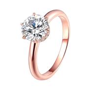 Whoiy Damen Ring Rotgold 750 Echtgold, Verlobungsring Trauringe Gravur mit Moissanite 1.5ct D Color VVS1 Bandring Solitär Gold 18 Karat für Frauen Gr. 62 (19.7)