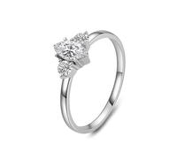 Whoiy Damen Ring Weißgold 750 Echtgold, Verlobungsring Trauring Gravur mit Moissanite Bandring Zart Gold 18K für Frauen Größe 53 (16.9)