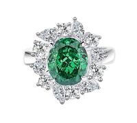 Whoiy Damen Ringe Eheringe, Verlobungs Ring 750 Echt Gold mit 5ct Erstellter Smaragd Trauring 18k Weissgold Elegant Bandring Groß für Frauen Gr. 48 (15.3)