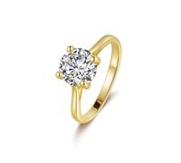 Whoiy Damen Ringe Gold 585 Echtgold, Hochzeits Ring Solitär 3ct Moissanite Eheringe 14 Karat Gelbgold Trauring für Frauen Gr. 58 (18.5)