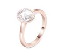 Whoiy Damenring 14K Rose Gold, Eheringe Trauring Echtgold 585 Solitär Oval Gravur Verlobungsring mit Moissanite 2ctct für Frauen Größe 60 (19.1)