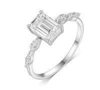 Whoiy Damenring 375 Echt Gold Weißgold, Hochzeits Ringe Solitär mit Moissanite 2ct Ringe Verlobung 9k für Damen Größe 60 (19.1)