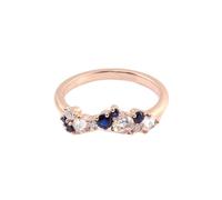 Whoiy Damenring 9K Rose Gold, Eheringe Trauring Echtgold 375 Elegant Gravur Verlobungsring mit Saphir für Frauen Größe 49 (15.6)