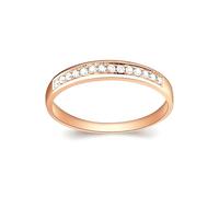 Whoiy Damenring Rose Gold 585 Echtgold, Hochzeits Ringe 14K Halbe Ewigkeit mit 0.15ct Diamant Bandringe Ehering für Damen Größe 65 (20.7)