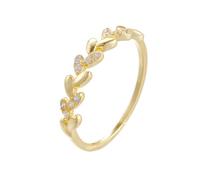 Whoiy Diamant Ringe Damen Zart Echt Gold, Verlobungs Ringe 18 Karat Gelbgold Eheringe mit Diamant Bandring Gold 750 Ehebandring für Frauen Größe 62 (19.7)