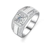 Whoiy Echt Gold Ringe Herren 750, Eheringe mit 1ct Moissanite Groß Verlobungsring 18k Weissgold Bandring für Männer Gr. 53 (16.9)