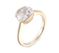Whoiy Echtgold Ring mit Moissanite 3ct D Color VVS1, Verlobungsring Gelbgold 585 Oval Solitär Gravur Hochzeitsringe Gold 14 Karat für Damen Gr. 47 (15.0)