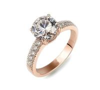 Whoiy Ehering 375 Gold mit Moissanite 1.5ct, Trauringe Echtgold 9 Karat Hochzeitsringe Solitär Rose Gold Bandringe für Damen Gr. 48 (15.3)