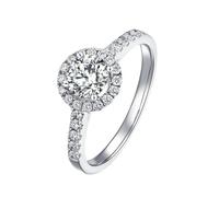 Whoiy Ehering Damen Gold 375, Trauringe 9K Weissgold mit 1ct Moissanite D Color VVS1 Bandring Halo Echtgold mit Gravur für Frauen Größe 62 (19.7)