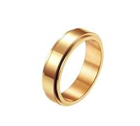Whoiy Ehering Edelstahl mit Gravur, Herren Ring Spinning Schlichtes Band Verlobungsring Roségold 6MM Breit Poliert Herrenring Modeschmuck Grösse 65 (20.7)