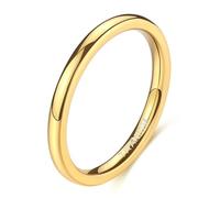 Whoiy Ehering Partner Gold 2MM/4MM/6MM, Hochzeitsring Titan mit Gravur Schlicht Modeschmuck Partnerringe Poliert Ohne Stein Größe 47-70
