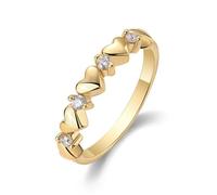 Whoiy Eheringe 750 Gold mit Diamant, Trauring Echt Gold 18 Karat Hochzeitsring Herz Gelbgold Bandring für Damen Gr. 53 (16.9)
