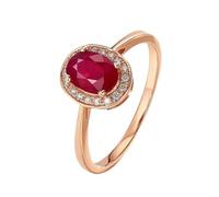 Whoiy Eheringe Damen Roségold Echt, Ring Verlobung 585 Echt Gold mit 0.9ct Rubin Solitär Trauringe 14 Karat für Frauen Gr. 48 (15.3)