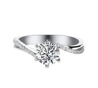 Whoiy Eheringe Damen Weißgold, Hochzeitsring 585 Echt Gold Solitär Trauring 14 Karat Gold mit 1ct Moissanite Bandring Größe 53 (16.9)