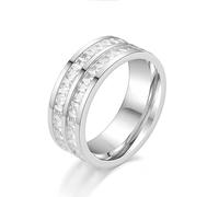 Whoiy Eheringe Partnerringe Silber/Gold/Rosegold mit Gravur, Edelstahl Ringe Ewigkeit Verlobungsring Ring 8MM mit Zirkonia für Damen
