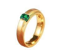Whoiy Eheringe Verlobungsringe 750 Gold, 0.5ct Kreierter Smaragd Trauringe Echtgold Gebürstet Hochzeits Ring Echt 18k für Herren Größe 54 (17.2)