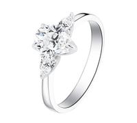 Whoiy Eheringe Weissgold 375 mit Moissanite 2ct D Color VVS1, Trauring Tropfenform Echtgold 9 Karat Gravur Bandring für Damen Gr. 49 (15.6)