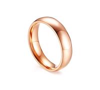 Whoiy Frauen Ringe Roségold mit Gravur, Verlobungsringe Schlichtes Band Trauring Edelstahl 5MM Breit Poliert Eheringe Ohne Stein Damenring Modeschmuck Gr 67 (21.3)