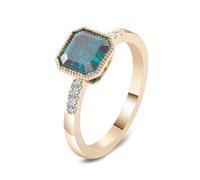 Whoiy Gold Ringe 585 Damen, Ehering Gelbgold 14K Elegant Verlobungsring Damenring mit Kreierter Smaragd 2ct für Frauen Gr. 53 (16.9)