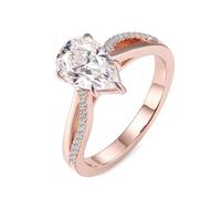 Whoiy Gold Ringe 585 Damen, Ehering Rotgold 14 Karat Tropfenform Verlobungsring Damenring mit Moissanite 1.5ct D Color VVS1 für Frauen Gr. 58 (18.5)