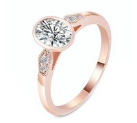Whoiy Gold Ringe 750 Damen, Ehering Rotgold 18 Karat Elegant Oval Verlobungsring Damenring mit Moissanite 2ct D Color VVS1 für Frauen Gr. 48 (15.3)