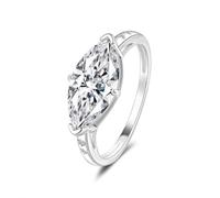 Whoiy Goldring Damen 375 Echt Gold, Verlobungsring Marquise mit Moissanite 3ct Eheringe 9 Karat Weißgold Bandring für Frauen Größe 62 (19.7)