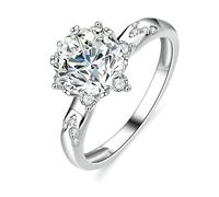 Whoiy Goldring Damen mit Moissanite 2ct, Ringe Verlobung 950 Echt Gold Eheringe Platin Trauring Solitär für Frauen Gr. 49 (15.6)