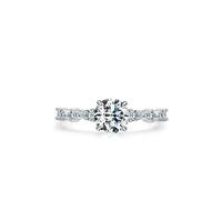 Whoiy Goldring Echt Gold Damen, Hochzeitsring 950 Platin Elegant Gold Trauring mit 1ct Moissanite Bandring Solitär für Frauen Größe 47 (15.0)
