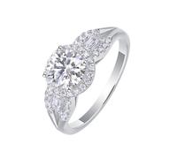 Whoiy Goldring Echtgold Damen, Hochzeitsringe 585 Weissgold Elegant 14k Gold Trauring mit 1ct Moissanite Bandring für Frauen Gr. 54 (17.2)