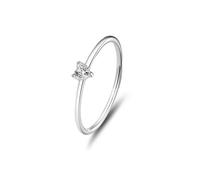 Whoiy Goldring Echtgold Damen, Hochzeitsringe 750 Weißgold Herz 18 Karat Gold Trauring mit 0.1ct Diamant Bandring Solitär für Frauen Gr. 53 (16.9)