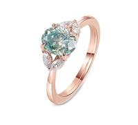 Whoiy Hochzeit Ring Damen Gold 14 Karat, Eheringe Oval Rose Gold 585 mit Moissanite 2ct Trauring Echtgold für Frauen Gr. 47 (15.0)