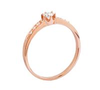 Whoiy Hochzeits Ringe Diamant 0.1ct, Damen Ehering Echtgold 375 Elegant Ringe Verlobung Rose Gold 9 Karat Echt Trauringe für Frauen Gr. 61 (19.4)