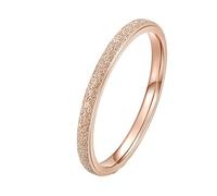 Whoiy Modeschmuck Ring für Damen, Ehering Sandgestrahlt Roségold Bandringe Edelstahl 2MM Breit Verlobungsring Hochzeits Ringe mit Gravur Größe 54 (17.2)