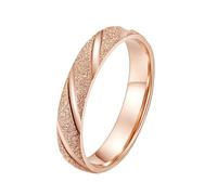 Whoiy Modeschmuck Ring Herren Roségold 4MM Breit, Ehering Sandgestrahlt Ohne Stein Edelstahl Verlobungsring mit Namen Gravur für Männer Größe 54 (17.2)