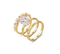 Whoiy Moissanite 585 Gelbgold Ring, Ehering 14 Karat Echtgold 3er Set Ring Verlobung Stapelbar Hochzeitsring mit Moissanite 4.5ct Antragsring Gr. 49 (15.6)