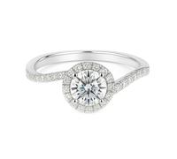 Whoiy Moissanite 750 Weißgold Ringe, Trauring 18 Karat Echt Gold Halo Bandring Hochzeitsringe mit Moissanite 1ct Damenring Größe 54 (17.2)