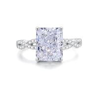 Whoiy Moissanite 750 Weißgold Ringe, Trauring 18k Echtgold Elegant Bandring Solitär Hochzeits Ring mit Moissanite 4ct Damenring Größe 58 (18.5)