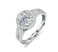 Whoiy Moissanite Ringe Weissgold 375, Trauring Damen 9 Karat Echtgold Halo Verlobungs Ring Eheringe mit Moissanite 1ct Bandring für Frauen Größe 65 (20.7)