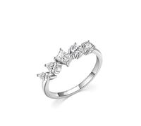 Whoiy Moissanite Ringe Weißgold 585, Trauring Damen 14 Karat Echtgold Halbe Ewigkeit Ringe Verlobung Eheringe mit Moissanite Bandring für Frauen Gr. 61 (19.4)