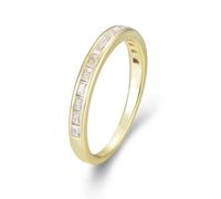 Whoiy Ring Damen 375 Gelbgold, Verlobungsring 9k Echt Gold mit Moissanite Halbe Ewigkeit Ehebandring für Frauen Größe 62 (19.7)