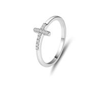 Whoiy Ring für Damen Gold 750 mit Diamant, Trauringe 18k Weissgold Kreuz Verlobungsringe Echt Gold Ehebandring Größe 62 (19.7)