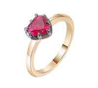 Whoiy Ring Gold Damen 14K, Solitär Hochzeitsring Gravur Herz Ehering Verlobungsringe 585 Echtgold Gelbgold mit Kreierter Rubin 2ct für Frauen Größe 61 (19.4)