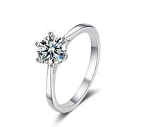 Whoiy Ringe Damen Gold 585 Echtgold, Ringe Verlobung Solitär mit Moissanite 0.5ct Eheringe 14 Karat Weißgold Jahrestagsring für Frauen Gr. 49 (15.6)